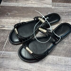 Universal Thread Black Sandals with Silver Accents